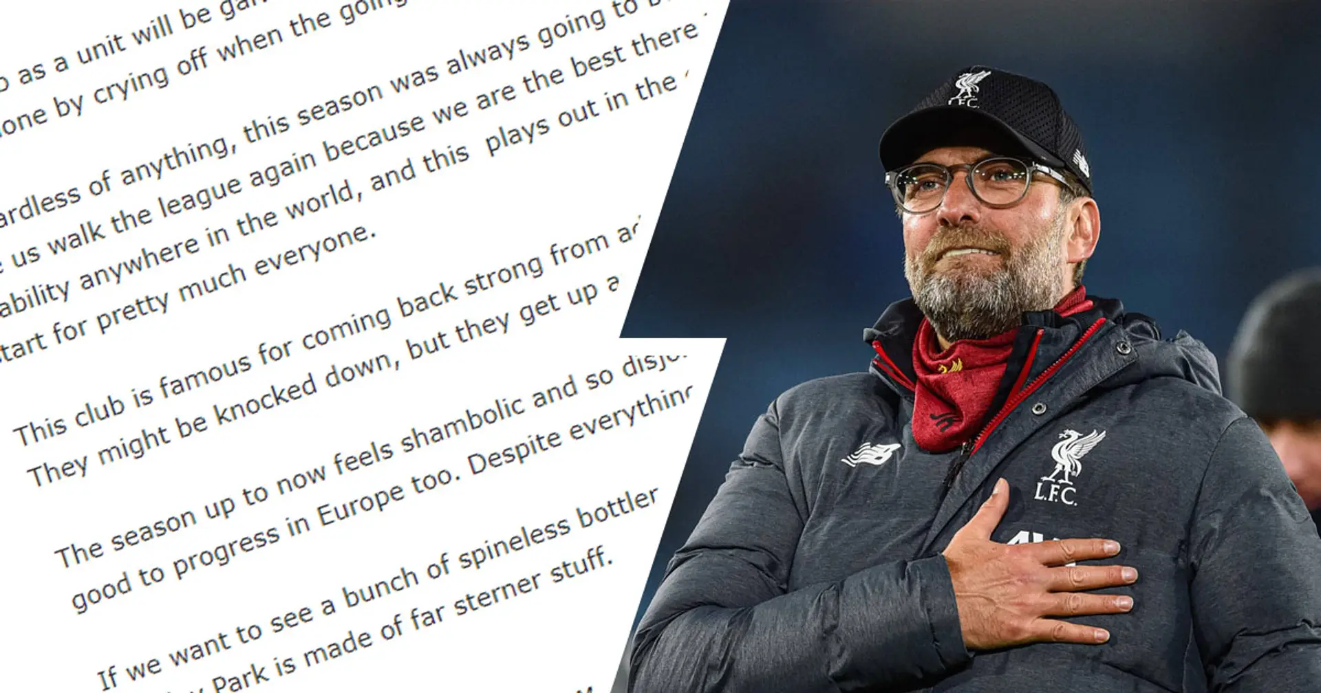 'Liverpool as a unit will be galvanised by recent events, not demoralised': LFC fan adamant tough times will make Reds even stronger