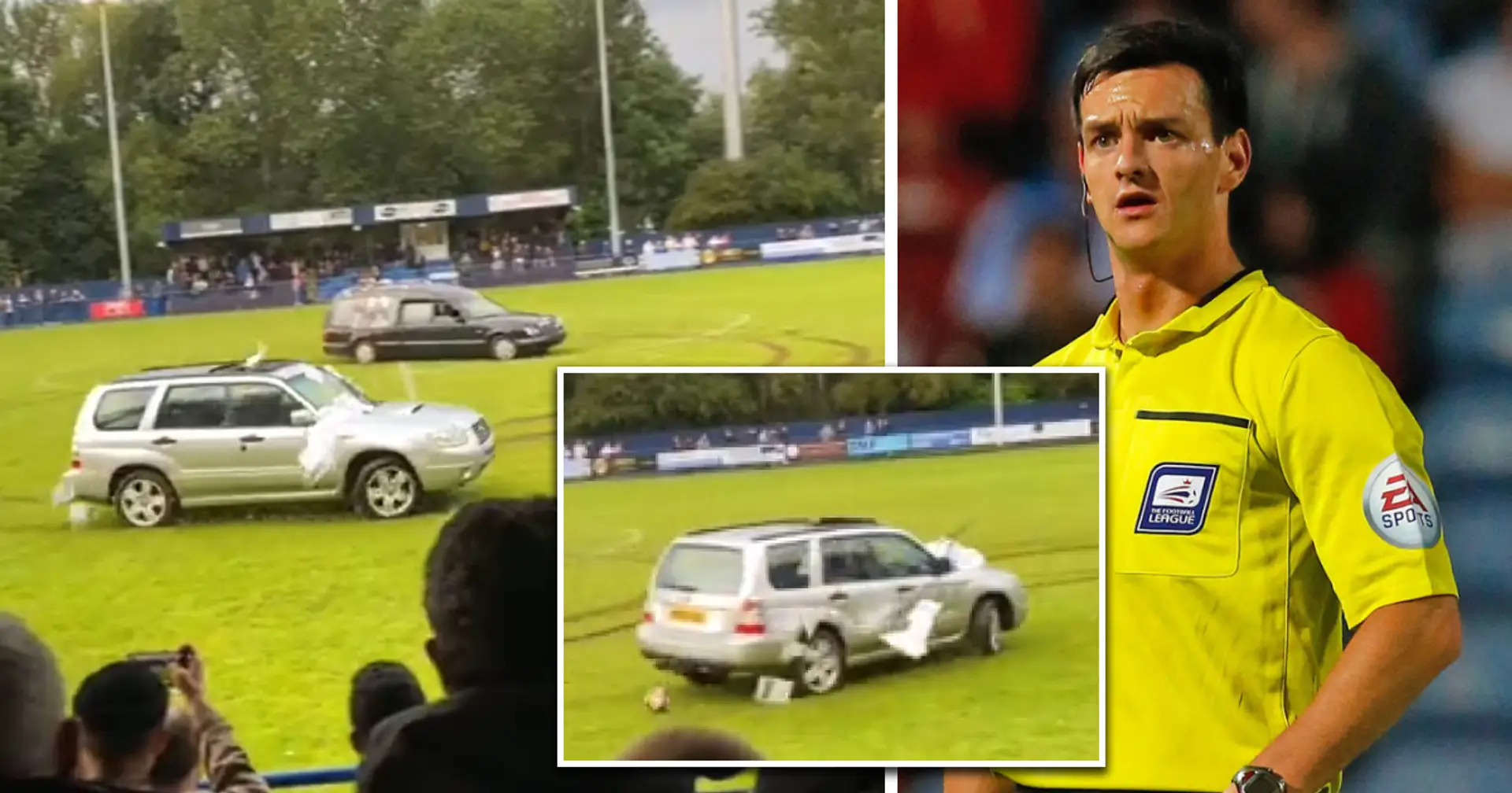 Chaos erupts at Dunston football match as masked men in hearse storm pitch