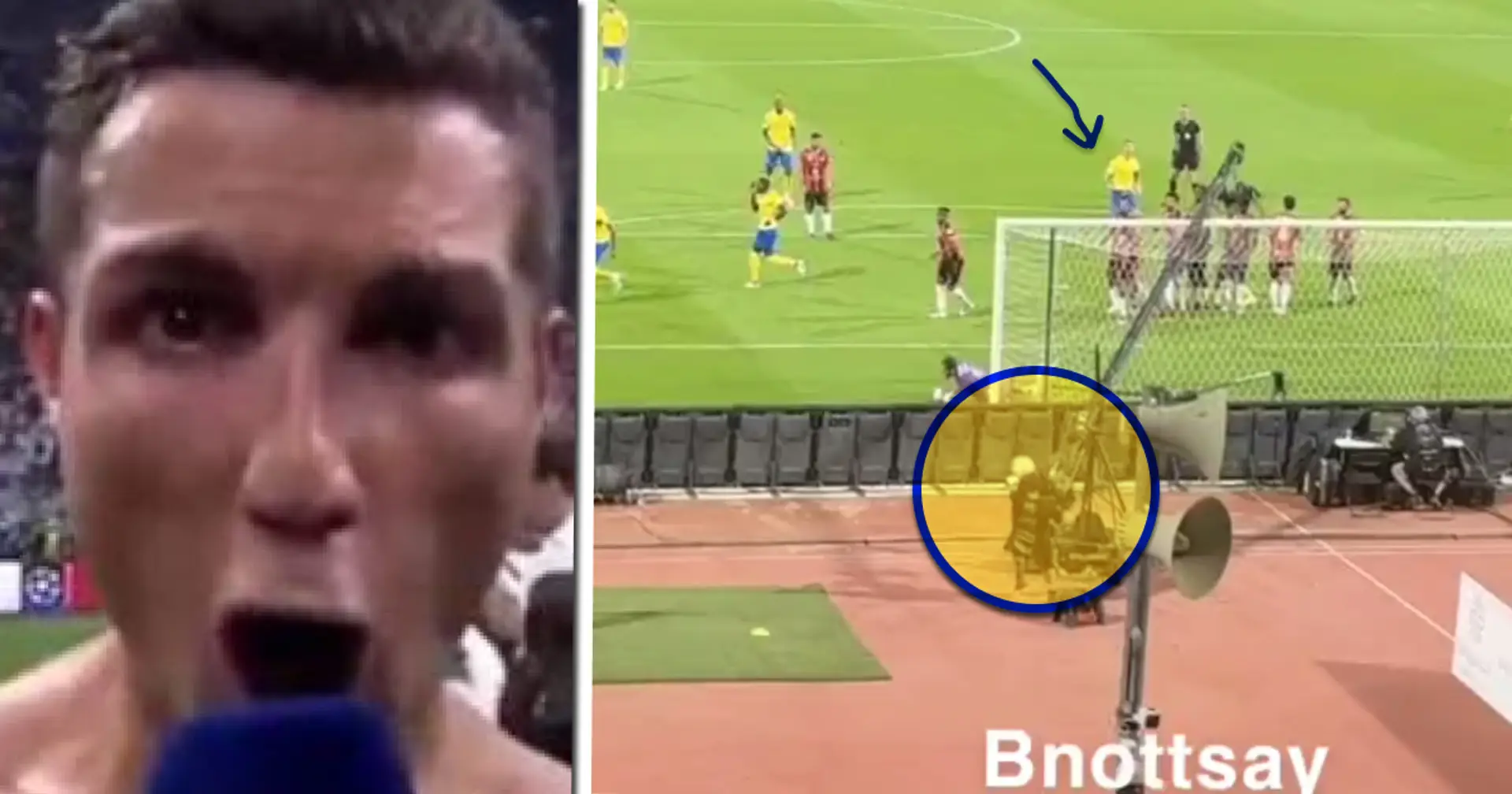 You good bro? 😂💀 Ronaldo's Free kick hit the camera man