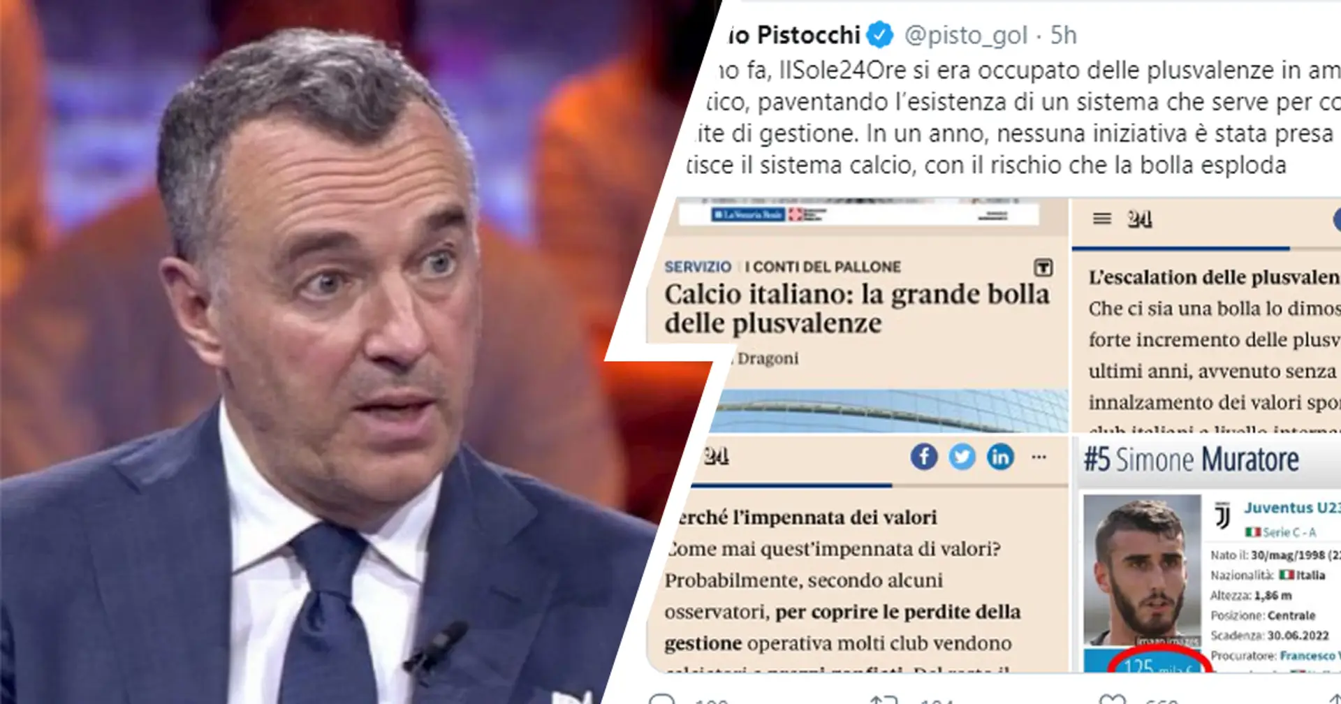 Muratore all'Atalanta per 7/8 mln: Pistocchi, manda una frecciatina alla Juve rispolverando le plusvalenze gonfiate 