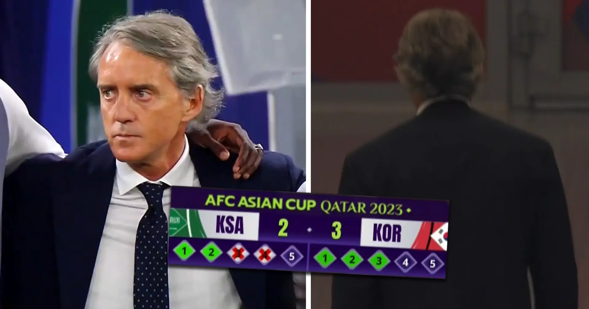 Roberto Mancini walks down the tunnel before the end of Saudi Arabia's penalty shootout