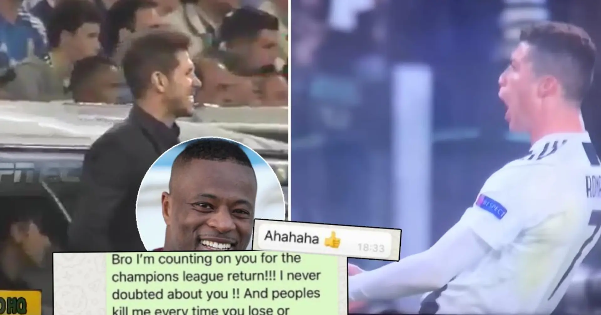 La chat di Whatsapp tra Ronaldo ed Evra prima della tripletta di CR7 all'Atletico Madrid: il francese se la sentiva