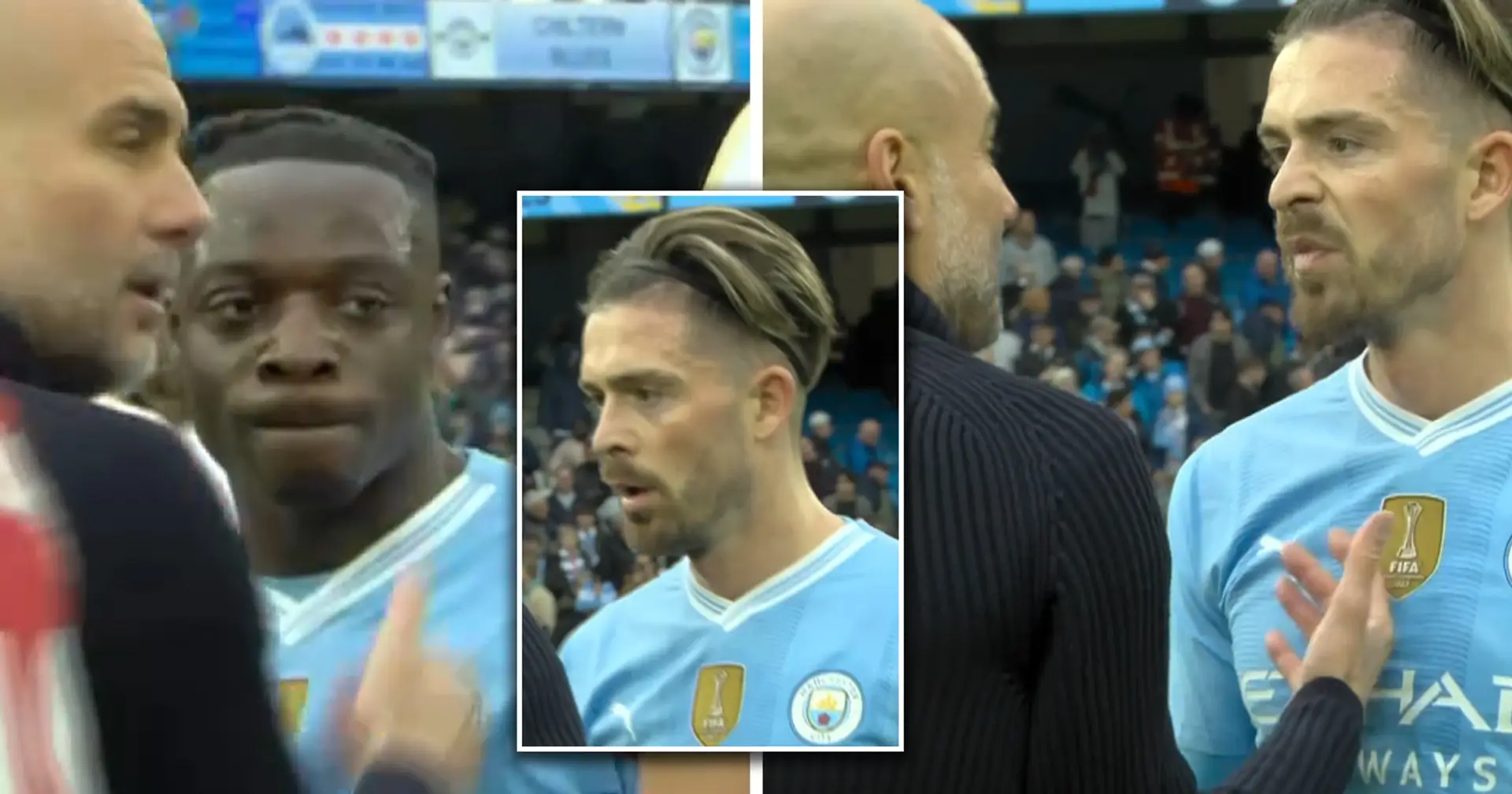 Spotted: Pep Guardiola has a heated exchange with Doku and Grealish after Arsenal draw