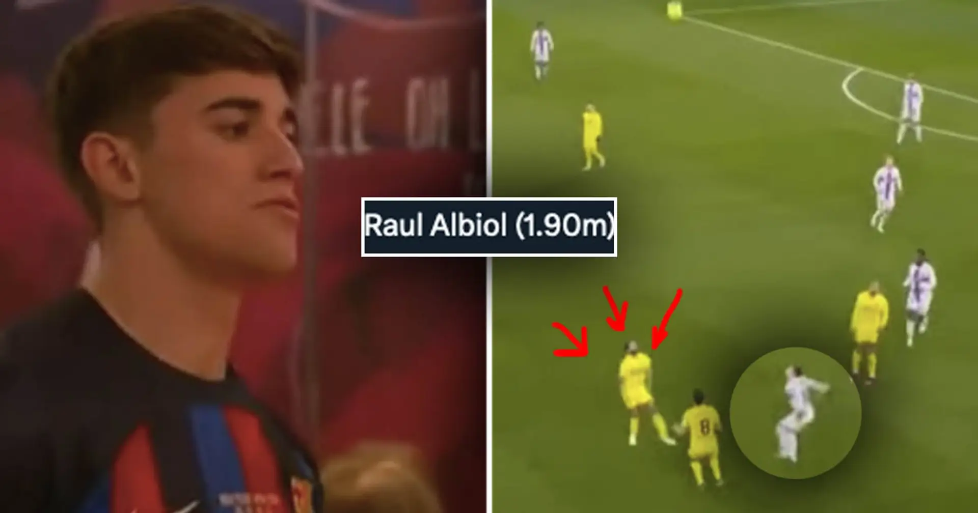 'He is just something else': Gavi spotted winning aerial duel against 1.90m-tall Villarreal defender