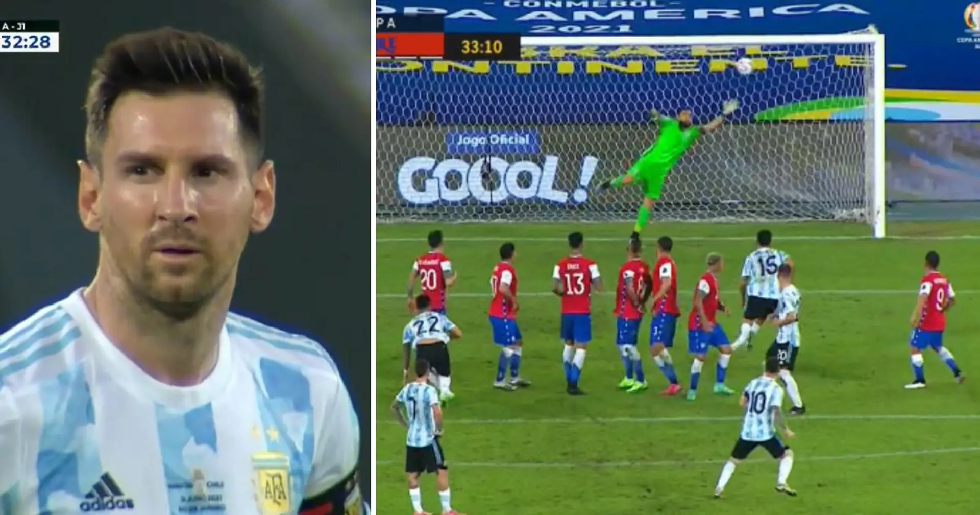 Leo Messi marque un coup franc pour l'Argentine, une boucle folle laisse Claudio Bravo impuissant