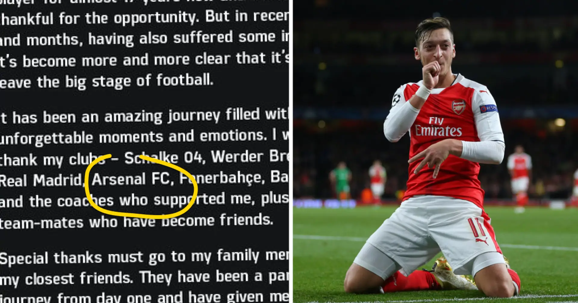 Mesut Ozil officially retires aged 34, mentions Arsenal in farewell message