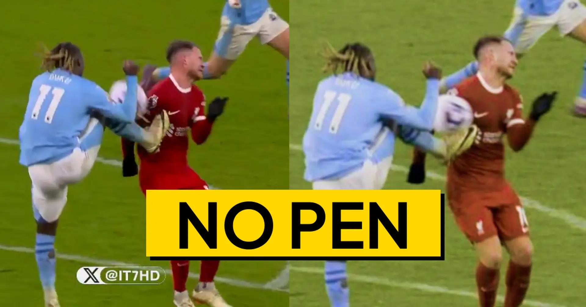 NO PEN as Doku boots Mac Allister in the chest in dying seconds of Liverpool v Man City