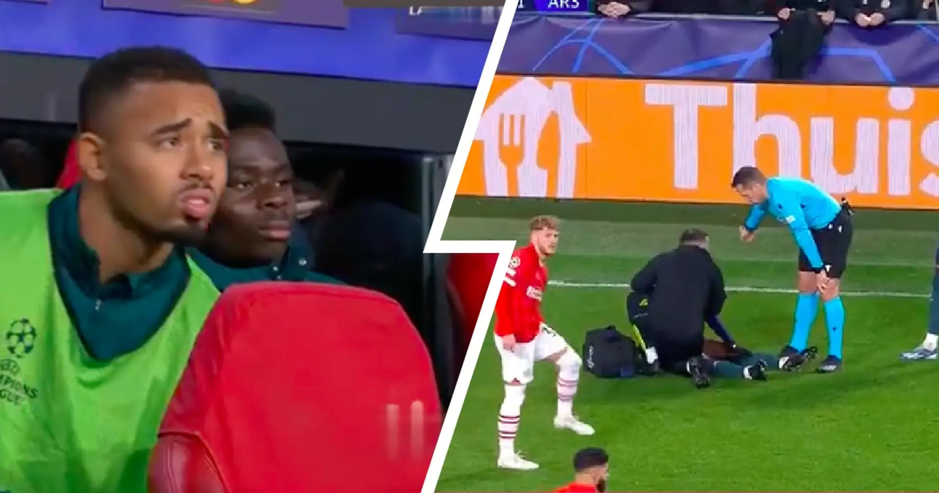 SPOTTED: Gabriel Jesus' first reaction to Nketiah's injury scare in PSV draw