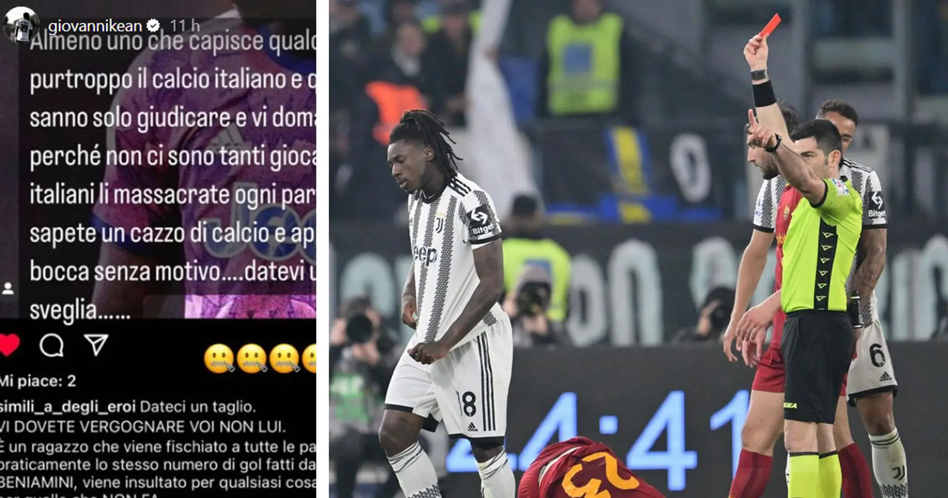 Il fratello di Kean risponde duramente alle critiche dopo Roma-Juventus: "Almeno uno che capisce c'è"