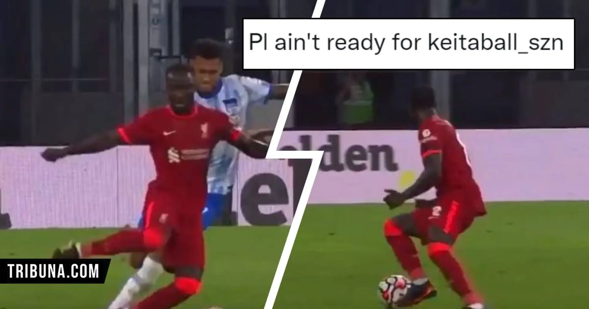 Silky smooth: Taking closer look at Keita's wonderful dummy move as he totally schools his defender