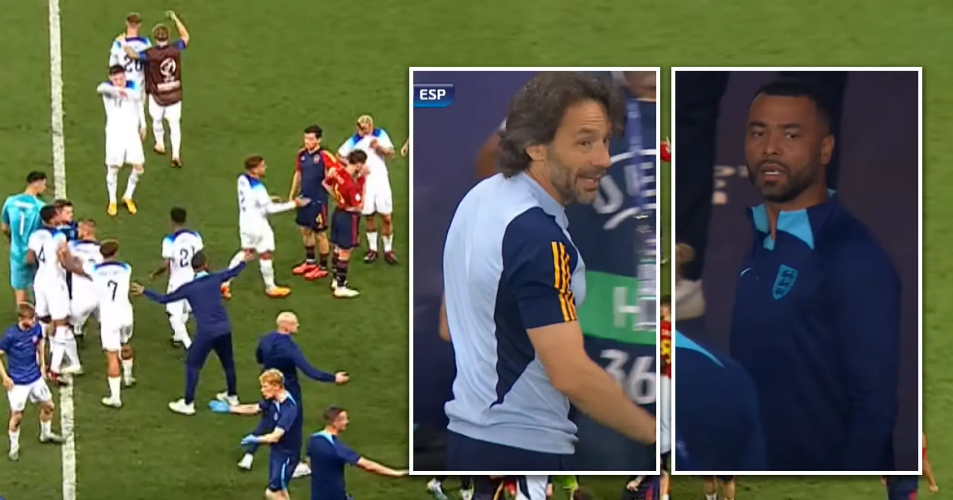 Ashley Cole was shown red card as England goal sparks bench brawl