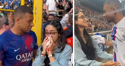 Mbappe hits a female fan in the stands with heavy strike during warm-up, goes to apologise (video)