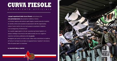 "Ma quanto ci dispiace!": i tifosi bianconeri irridono quelli della Fiorentina per la scelta di boicottare la trasferta allo Stadium