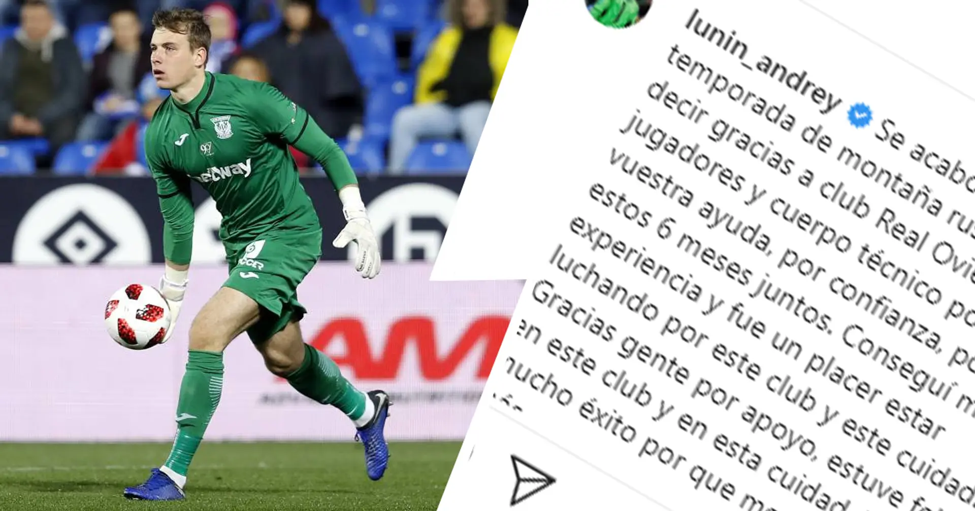 Lunin se despide del Real Oviedo para volver al Madrid