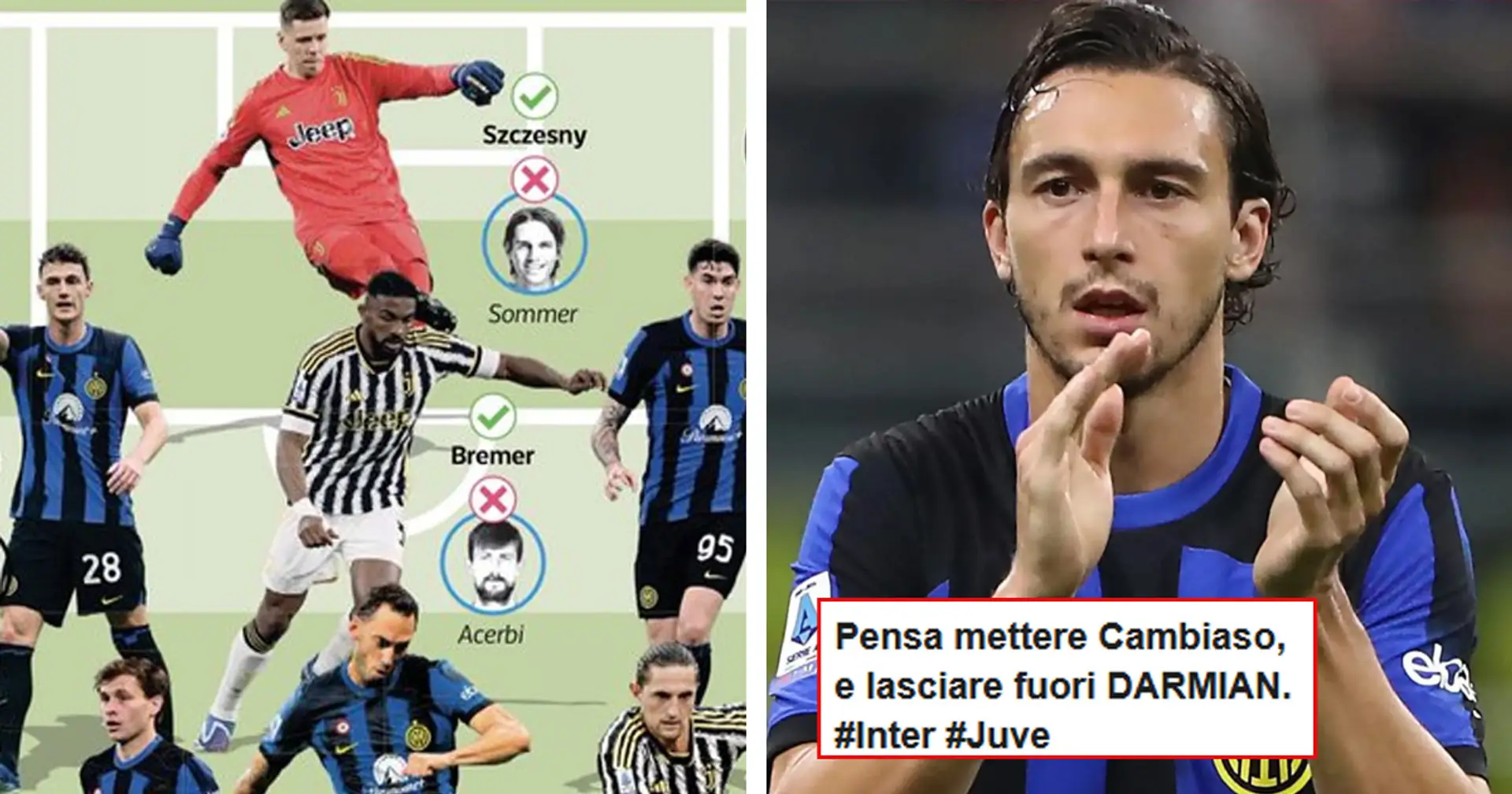 La formazione 'combinata' del derby d'Italia! La reazione dei tifosi interisti: "Insieme meno forti dell'Inter da sola!"