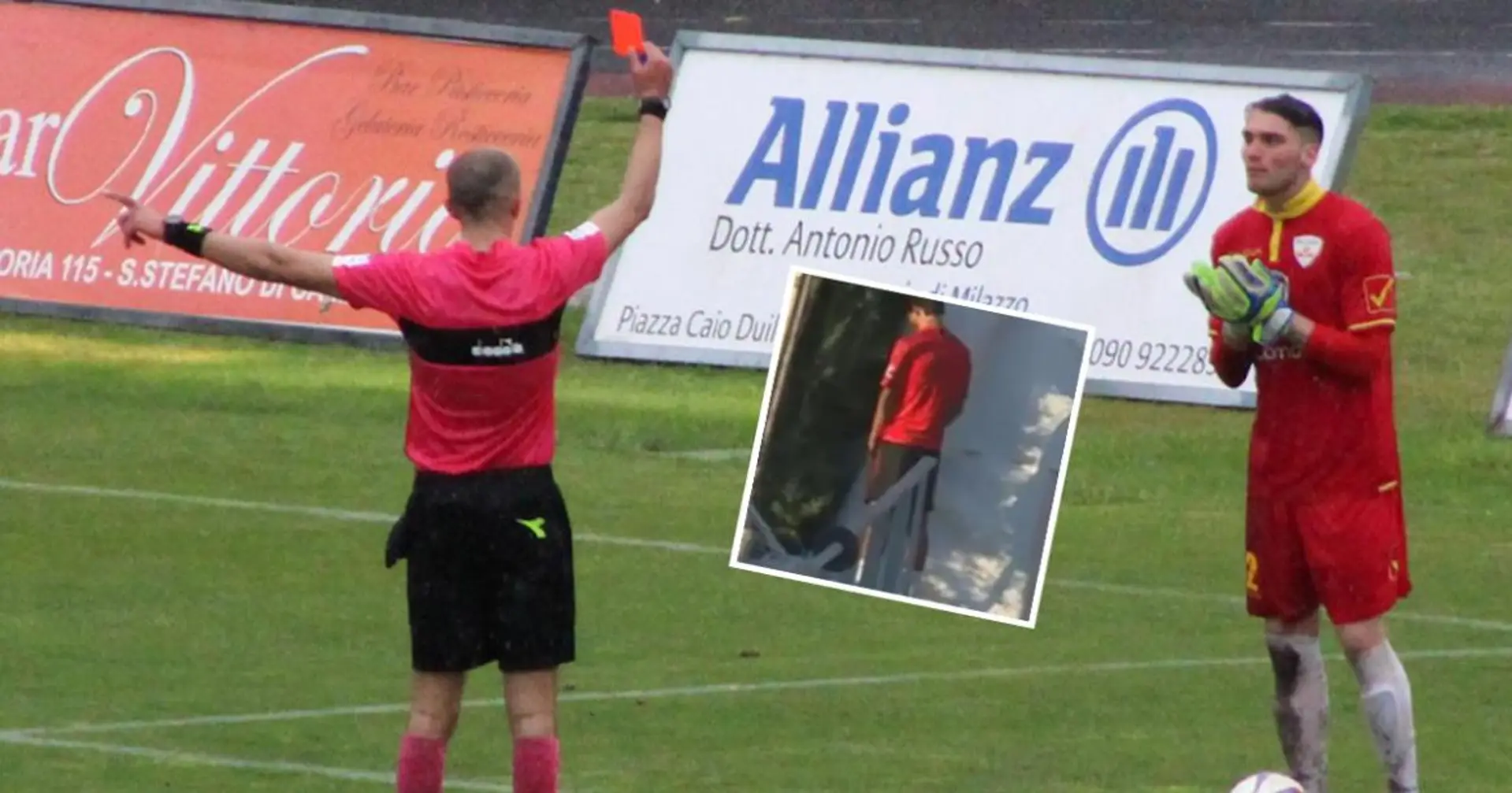 Fa pipì in campo durante il Derby di Messina in Serie D: l'arbitro lo espelle