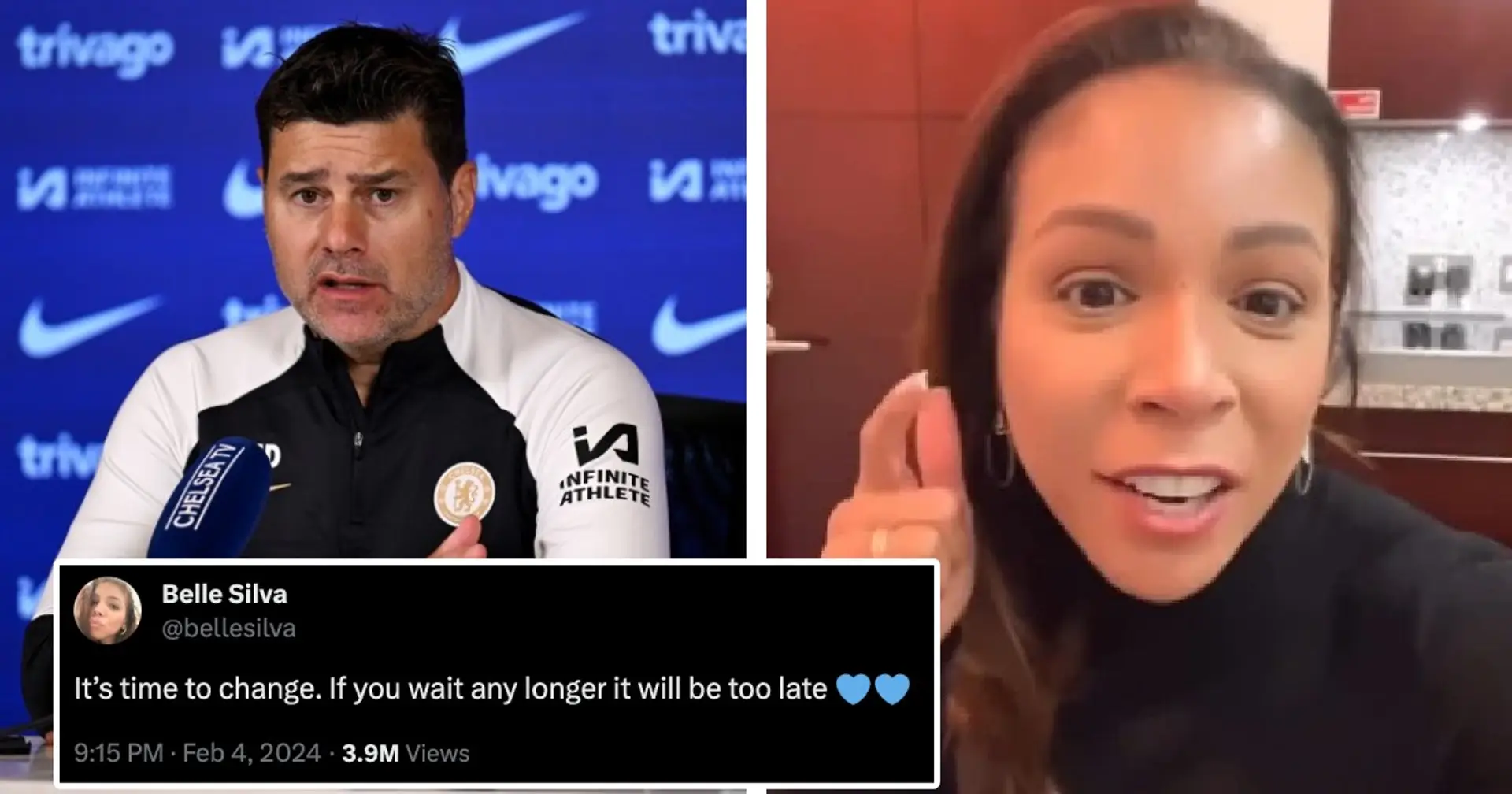 'It's time to change': Pochettino breaks silence on Thiago Silva's wife's post seemingly aimed at Chelsea boss
