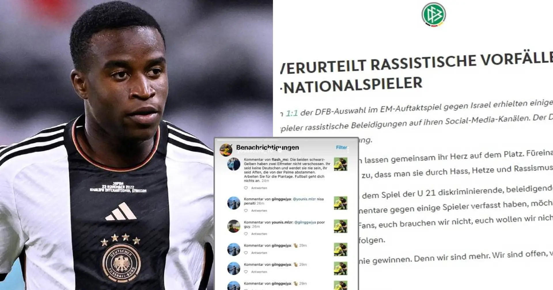 "Ihr seid keine Fans, euch brauchen wir nicht": DFB reagiert auf rassistische Beleidigungen gegen Moukoko