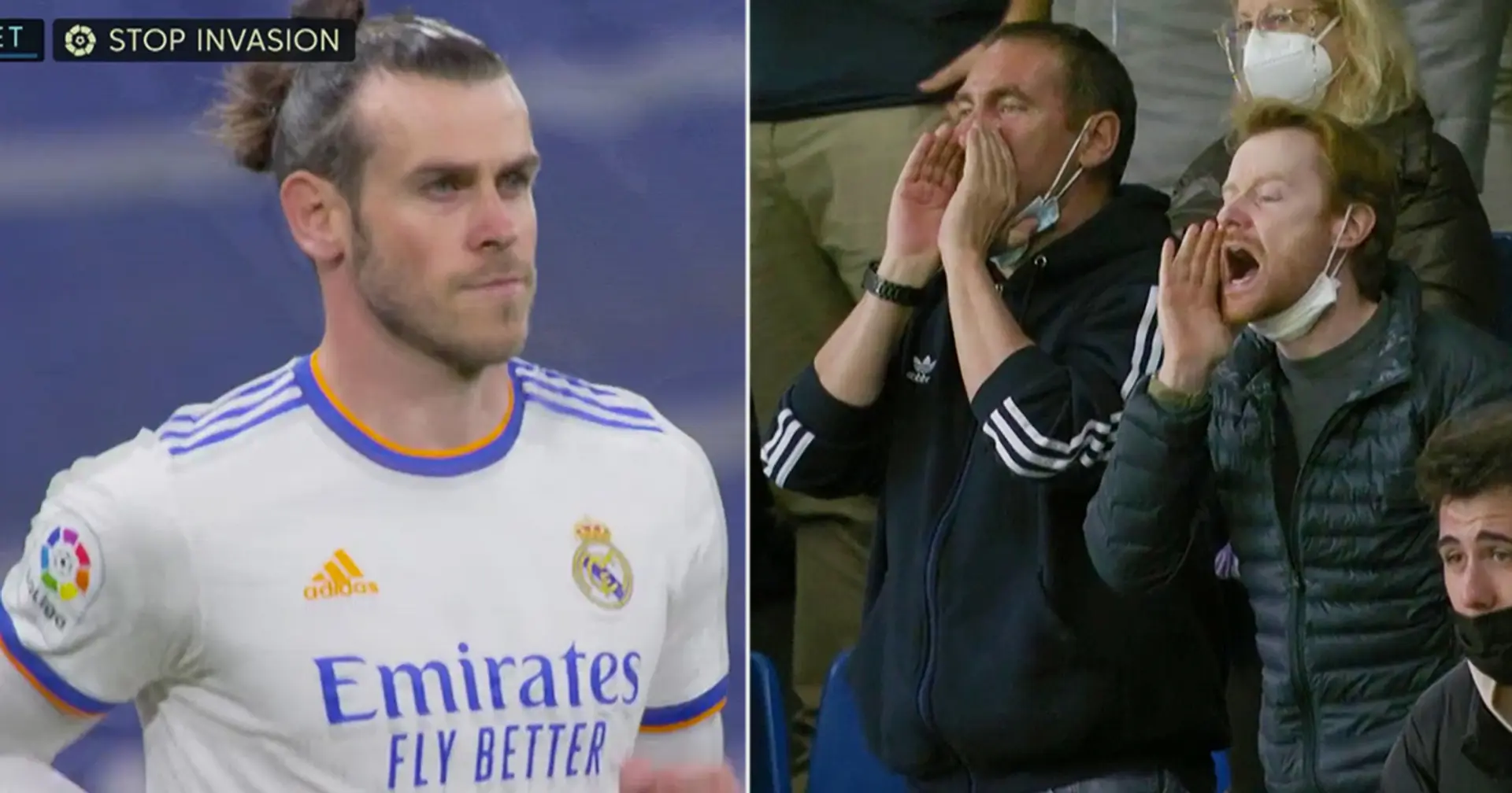 La reacción de Bale a los fuertes abucheos de la afición del Real Madrid captada por las cámaras