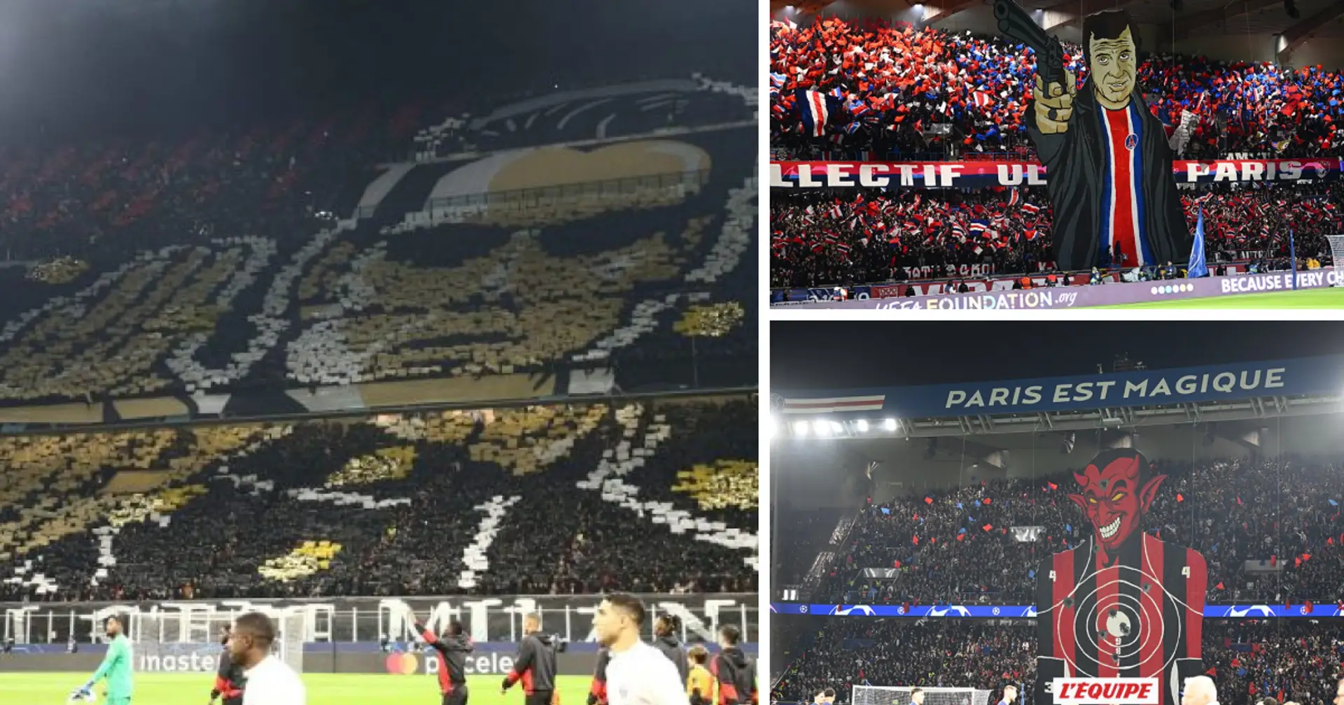 Les supporters de l'AC Milan lancent "Matrix" en réponse au tifo du PSG avant le match de Ligue des Champions