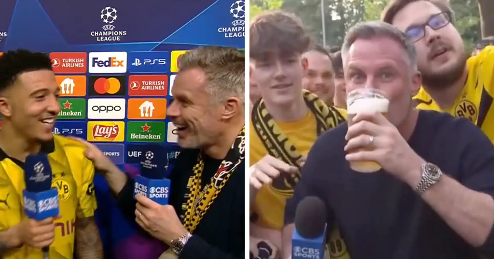 Jamie Carragher asked Jadon Sancho if they can get pints together if Dortmund reach the Champions League final 