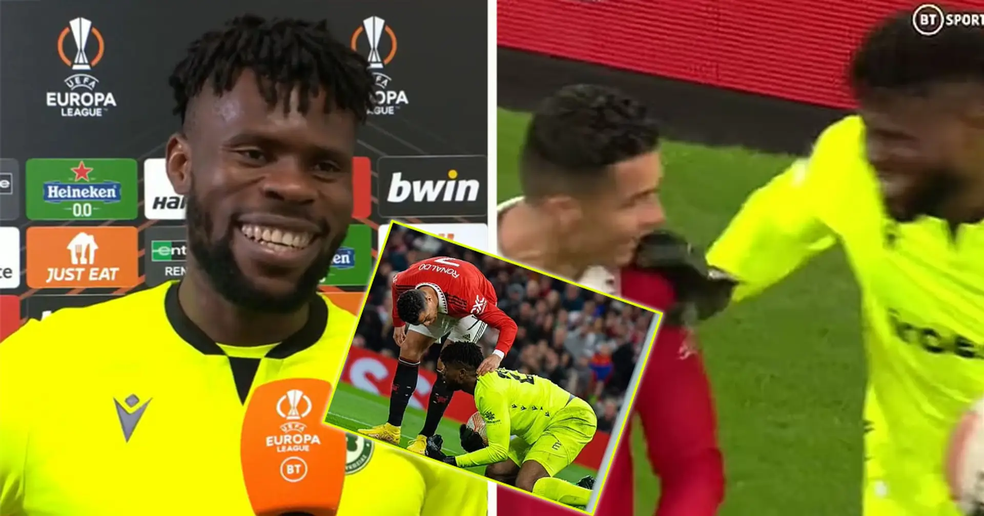 Caught on camera: Ronaldo shares funny moment with Francis Uzoho amid Old Trafford heroics