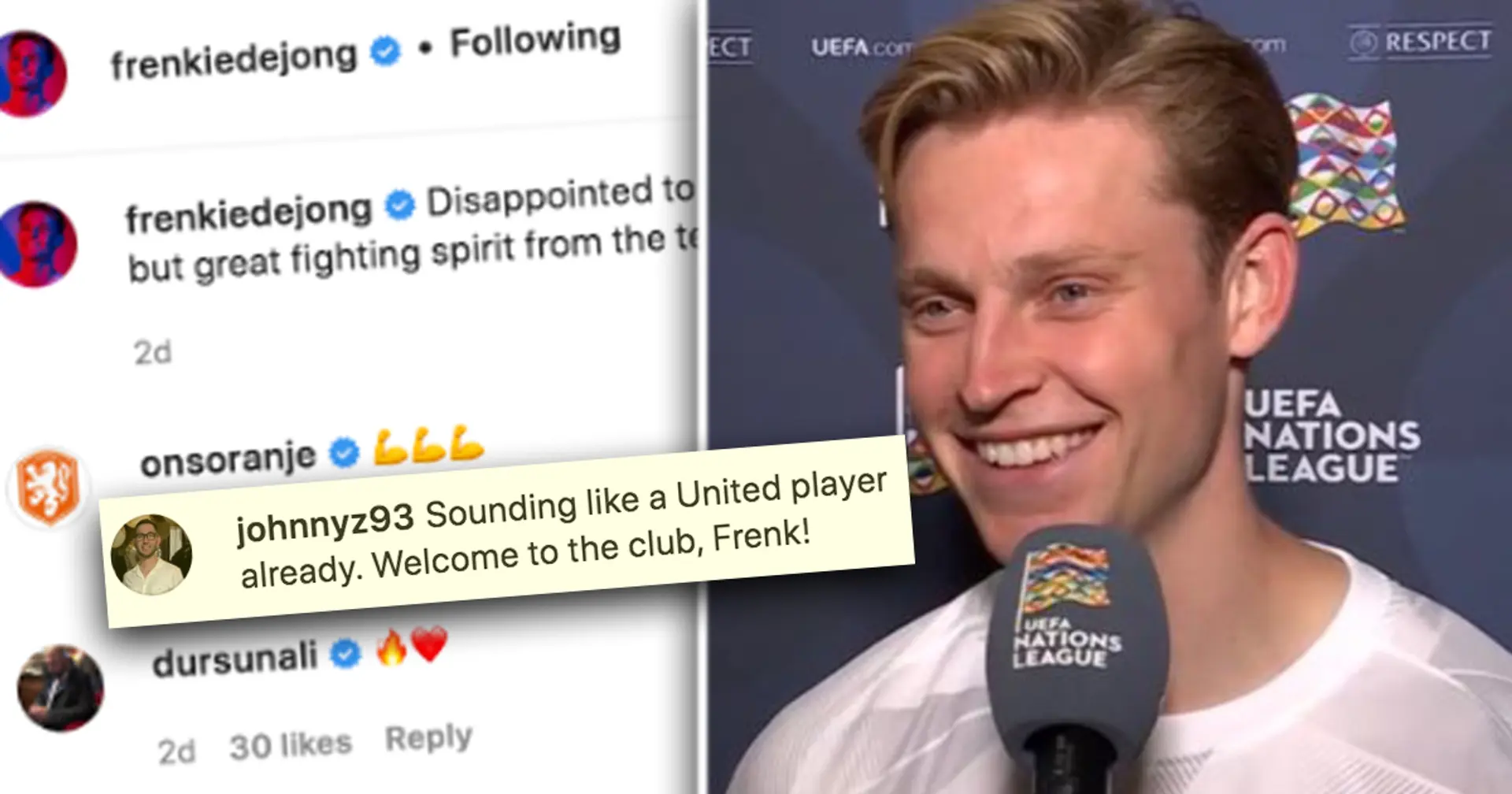 Man Utd fans use De Jong's Instagram post as 'proof' of his readiness to join them