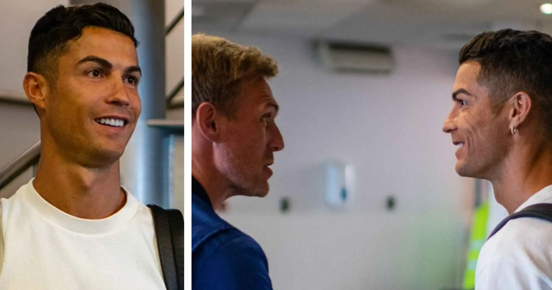 Ronaldo catches up with Darren Fletcher after landing in Manchester