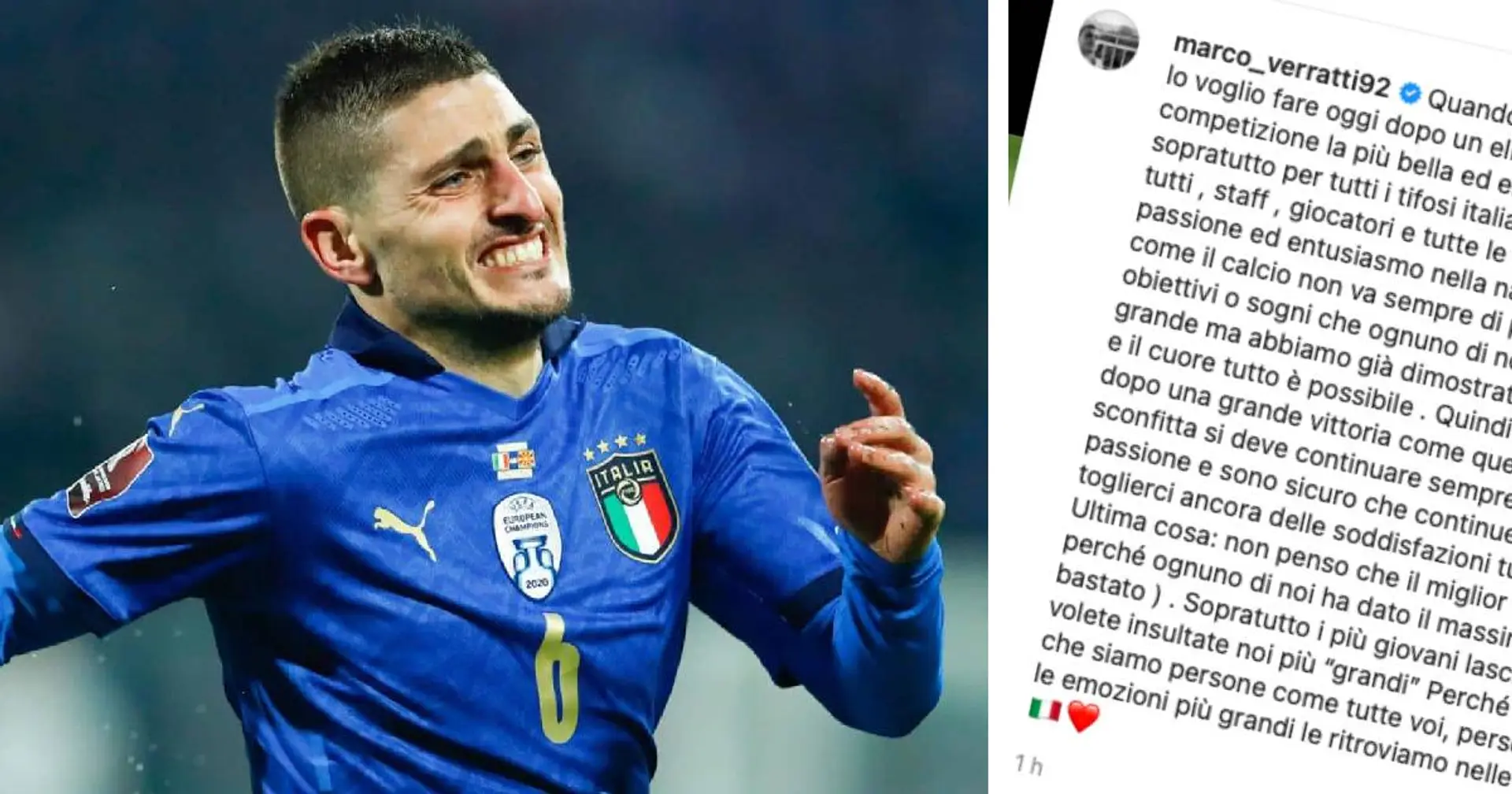 Verratti réagit après l’élimination de l’Italie pour la Coupe du Monde et défend les jeunes de la Squadra
