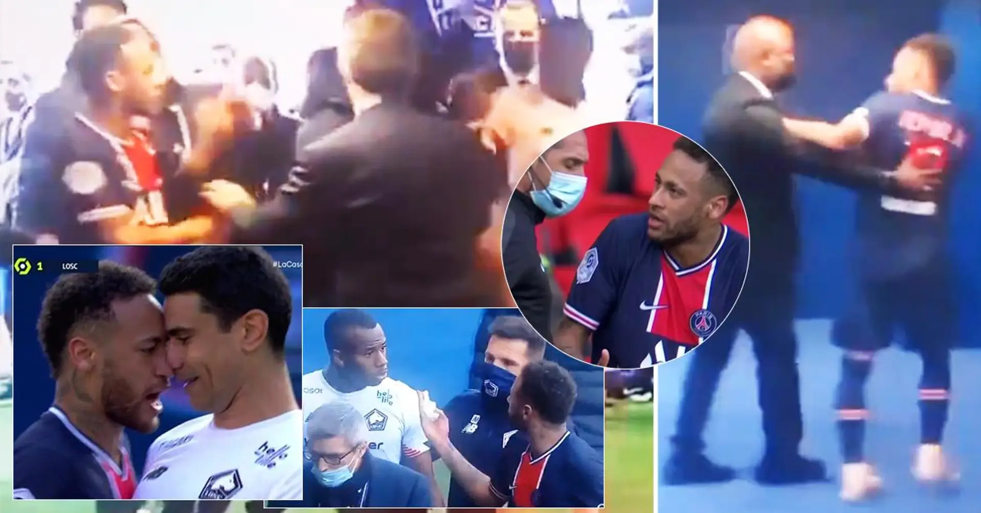 Der wütende Neymar hatte einen Kampf mit dem Lille-Spieler vor der Kamera, nachdem er vom Platz gestellt worden war
