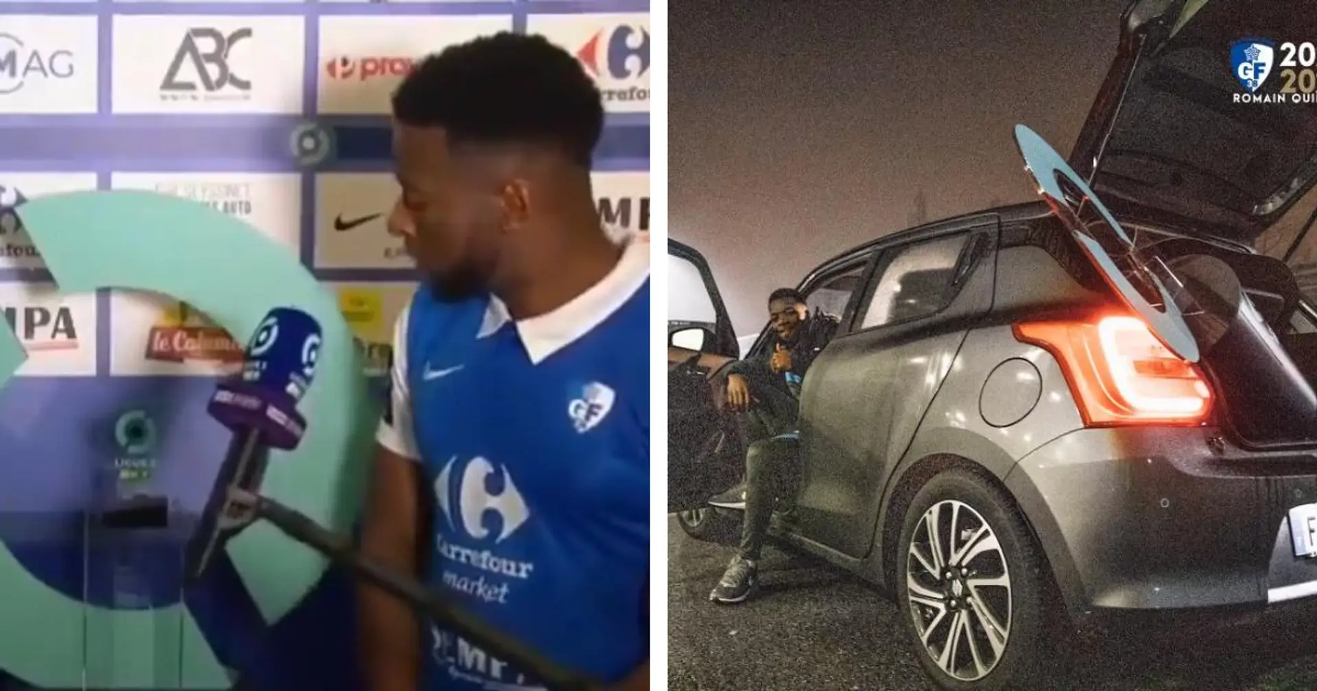 Ligue 2-Spieler denkt, die MotM-Auszeichnung ist ein großer Ständer und legt den in den Kofferraum seines Autos