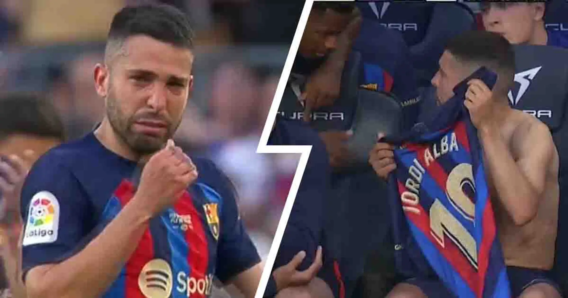 Which player received Jordi Alba's final Barca t-shirt? Answered