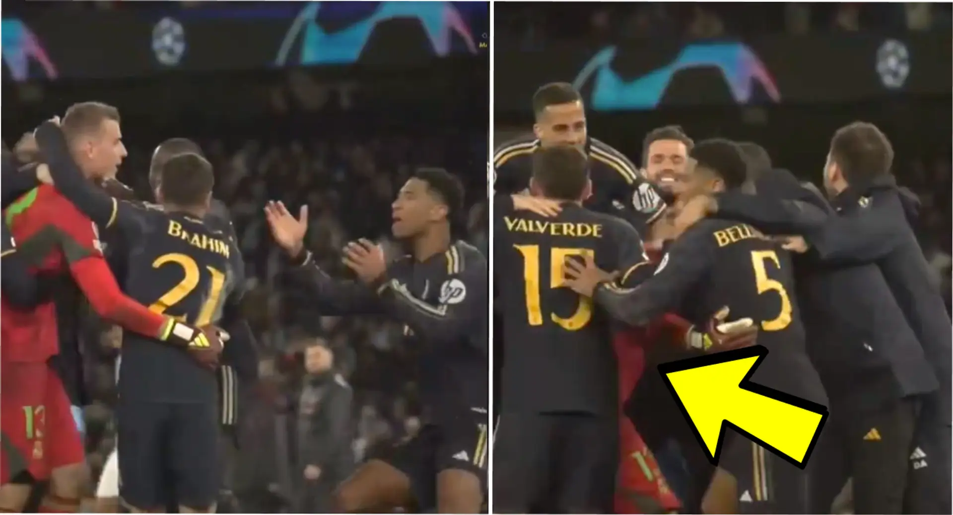 Les joueurs du Real Madrid envahissent Lunin pour montrer leur amour au gardien après sa masterclass contre Man City – filmé