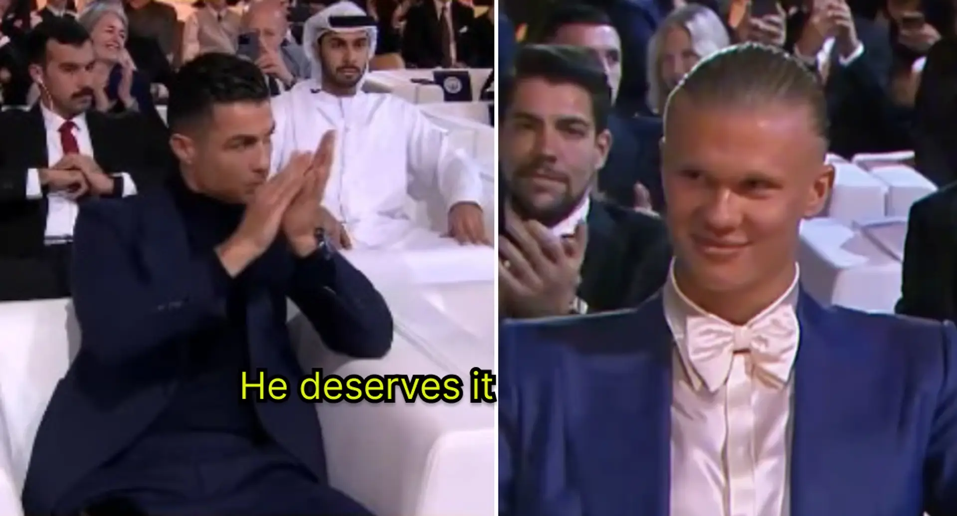 Il gesto di classe di CR7 verso Haaland ai Globe Soccer Awards ripreso dalla telecamera