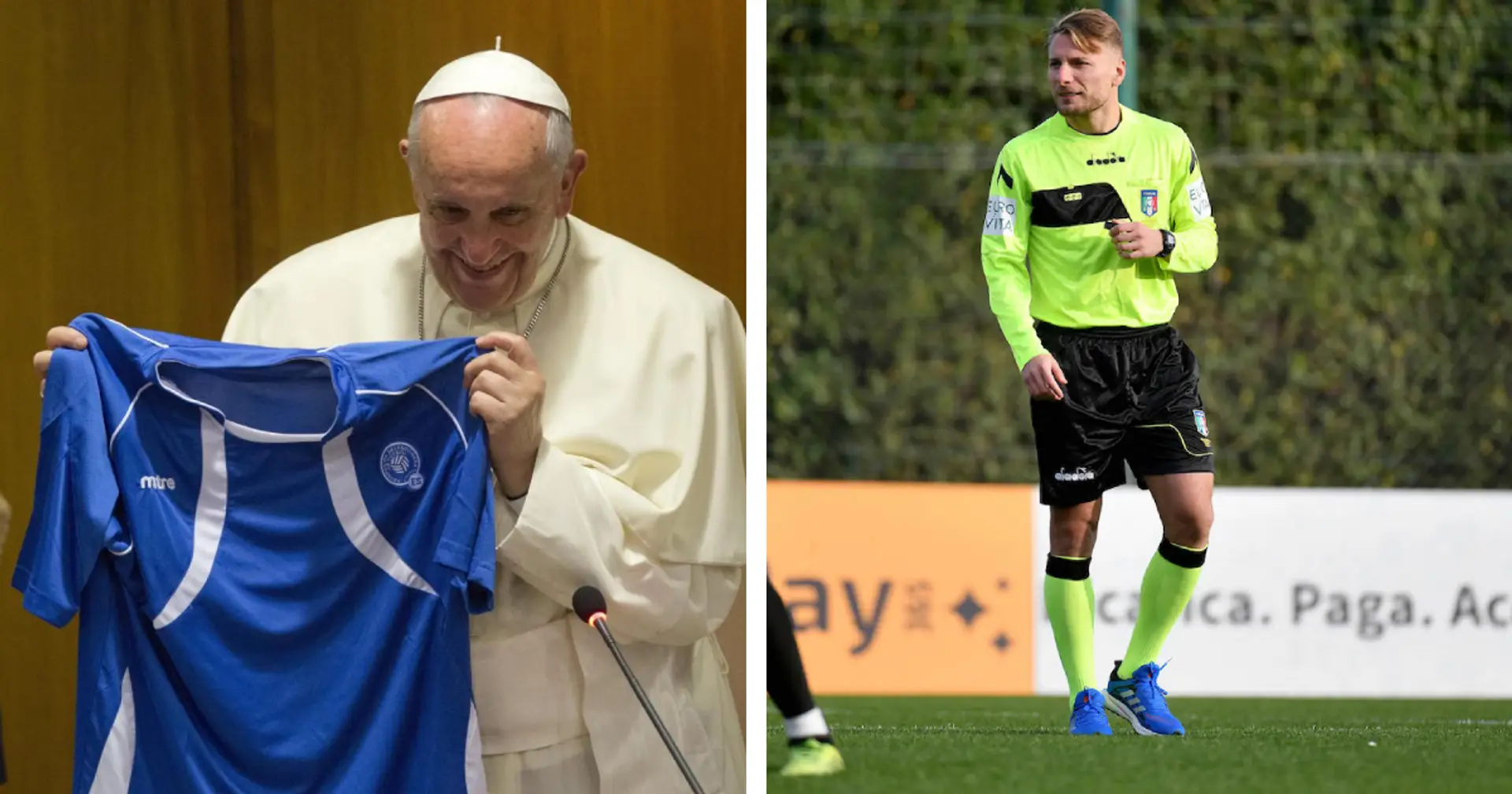 Euro 2020-Sieger Ciro Immobile pfeift das Spiel zwischen Lazio und Vatikan