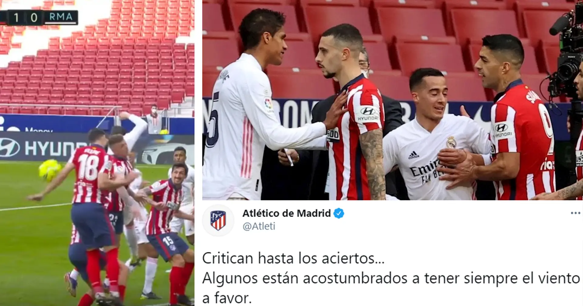 'Some are used to wind blowing in their favour': Atletico make outrageous Real Madrid insinuation via Twitter