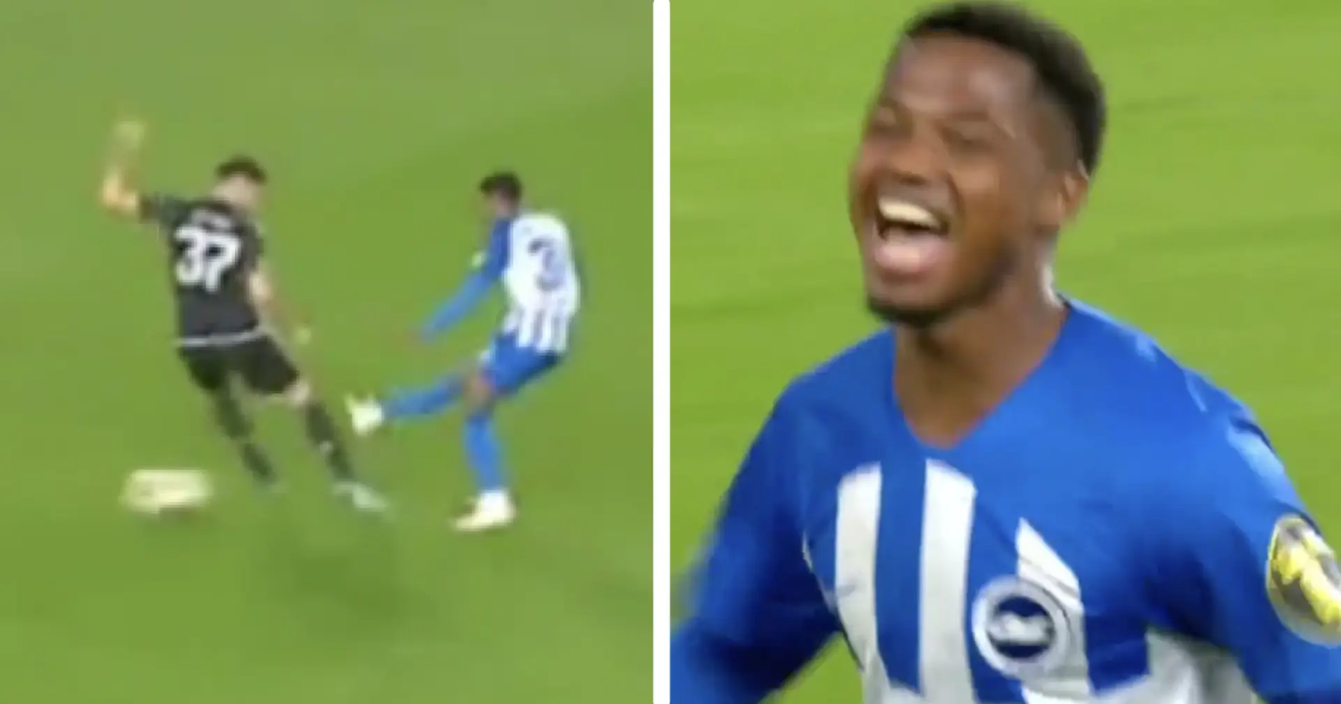 Ansu Fati scores for Brighton with Barca official watching from stands