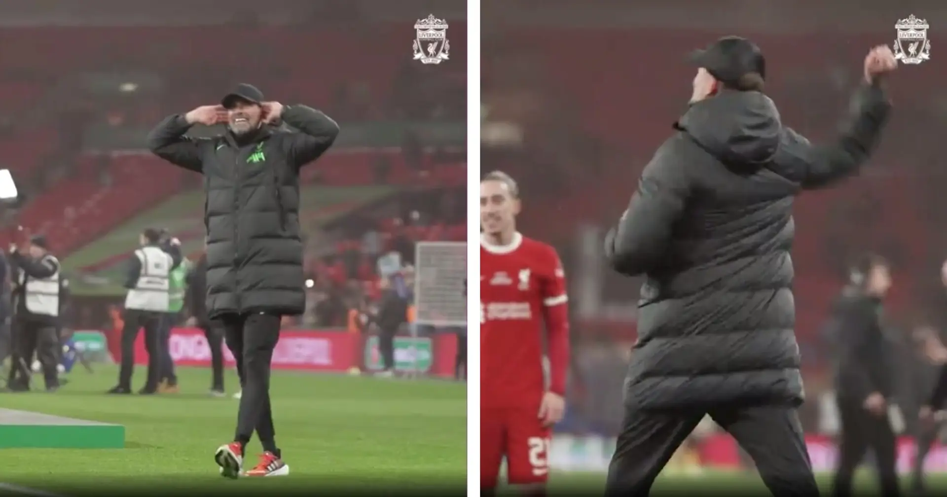Video: Pitchside view of Klopp's iconic fist pumps after Carabao Cup win