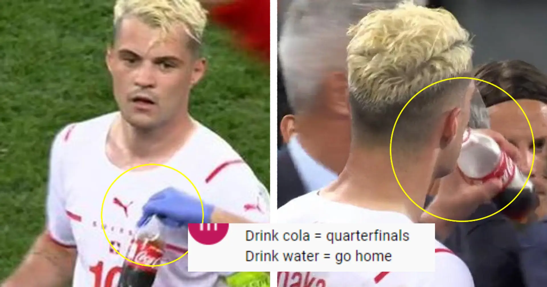 Granit Xhaka spotted drinking Coca Cola just before penalty shootout vs France