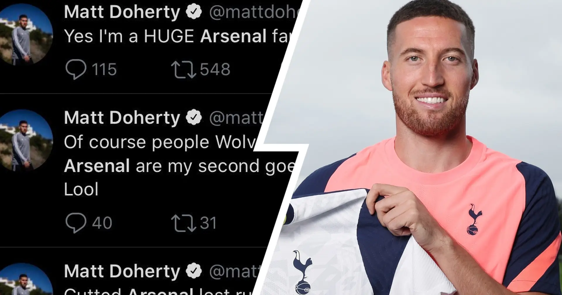 Spurs' Doherty admits being 'embarrassed' by his old Arsenal tweets, reveals 'unusual' reason for his love for Gunners