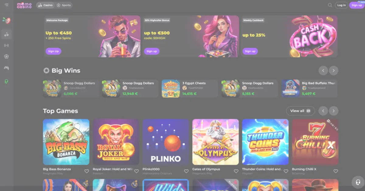 Memo Casino registration interface