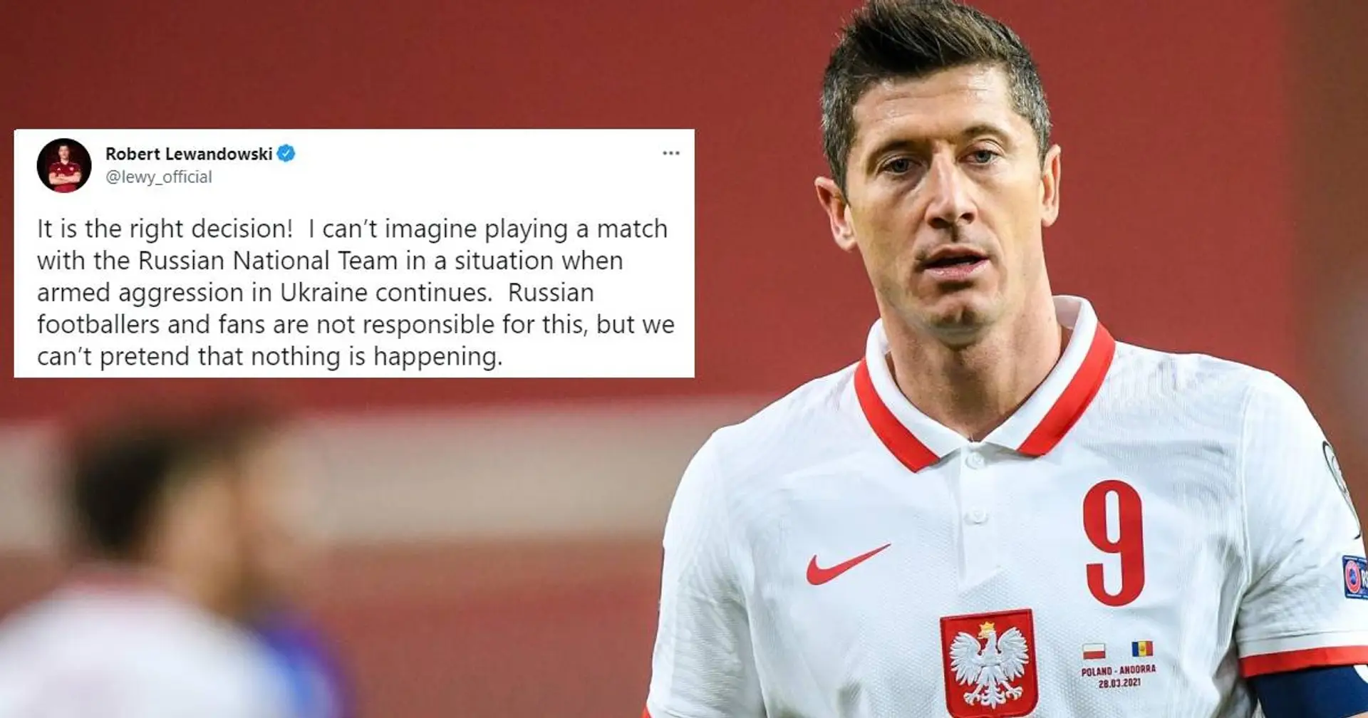 Polen weigert sich, gegen Russland in WM-Playoffs zu spielen, Lewandowski begrüßt das: "Richtige Entscheidung!"