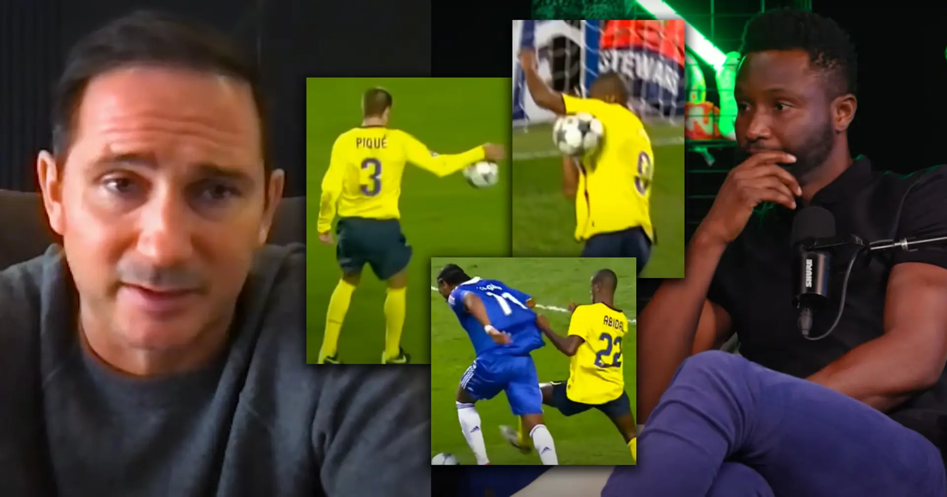John Obi Mikel's face says it all as Lampard brings up Barca game in 2009 with Ovrebo as referee