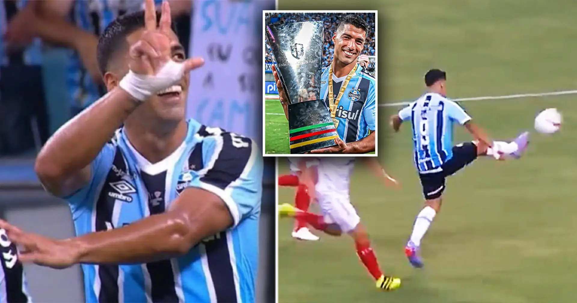 Luis Suarez wins trophy after scoring 38-minute hat-trick in Gremio debut, two goals are beauties