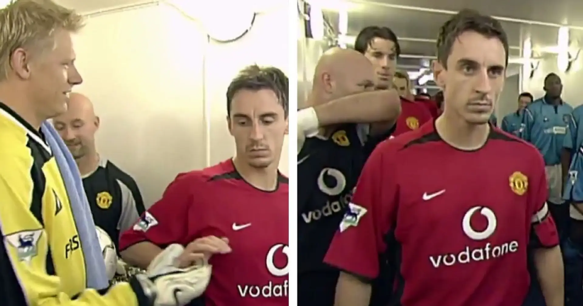 2002 zeigte Gary Neville, was den Charakter von Man United ausmacht - der Kapitän weigerte sich, Peter Schmeichel die Hand zu geben 