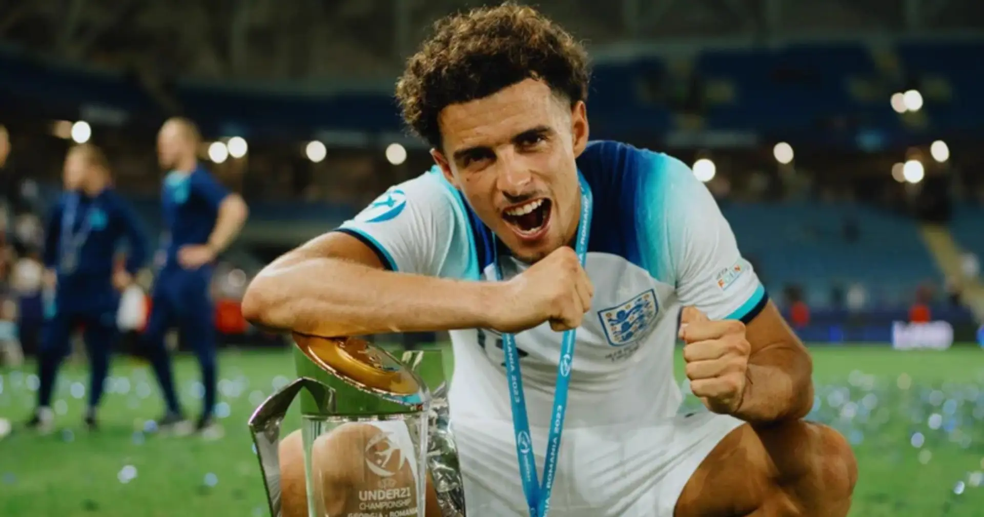 Curtis Jones reacts to winning U21 Euro with England
