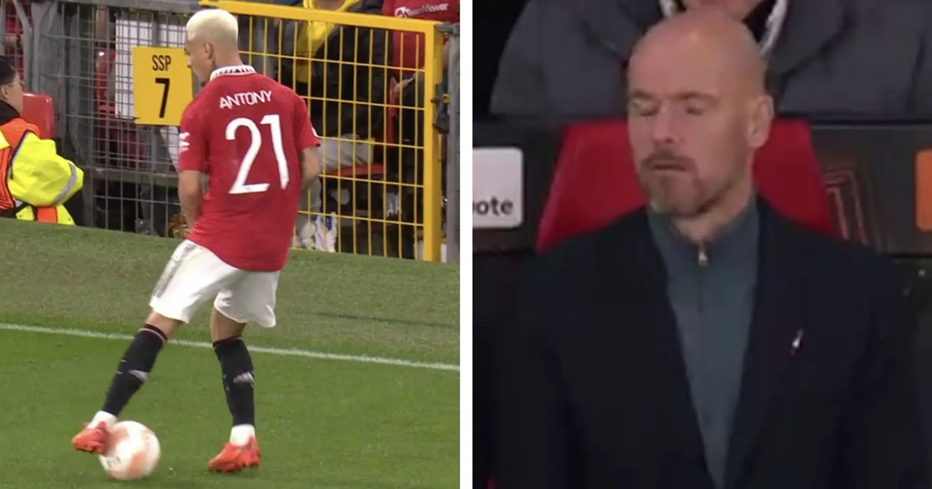 Spotted: Ten Hag's reaction to Antony's failed turning skill is very relatable