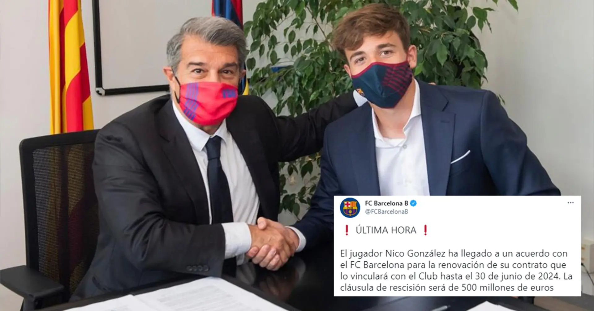 Nico González renueva con el Barça con una cláusula de 500 millones de euros