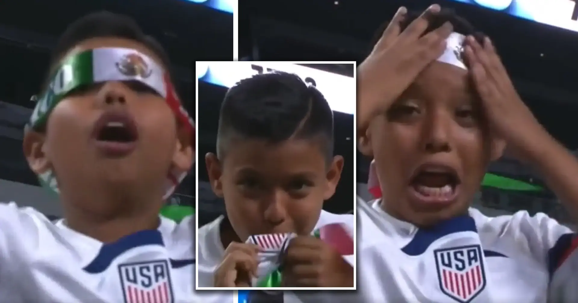 'Texas circa 1845': Fans react as kid throws off his Mexican headband & kisses USA badge