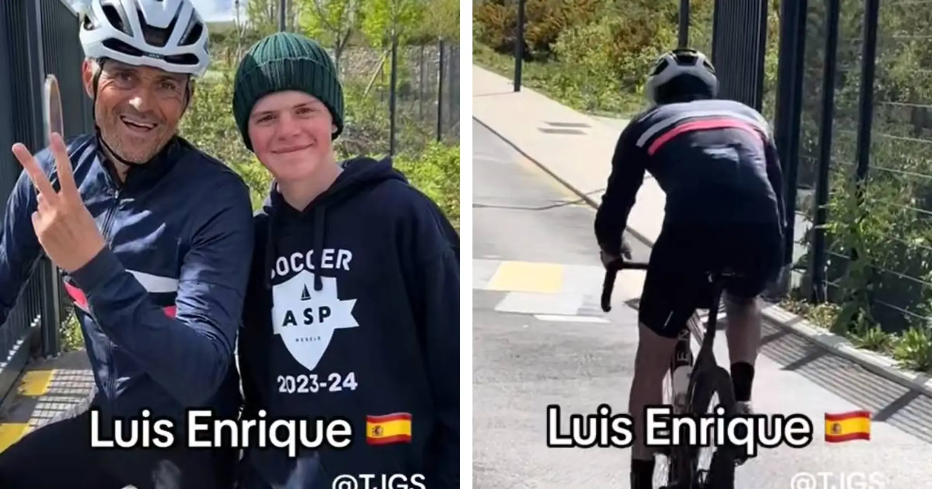 Aperçu : Luis Enrique arrive au centre d'entrainement du PSG en vélo